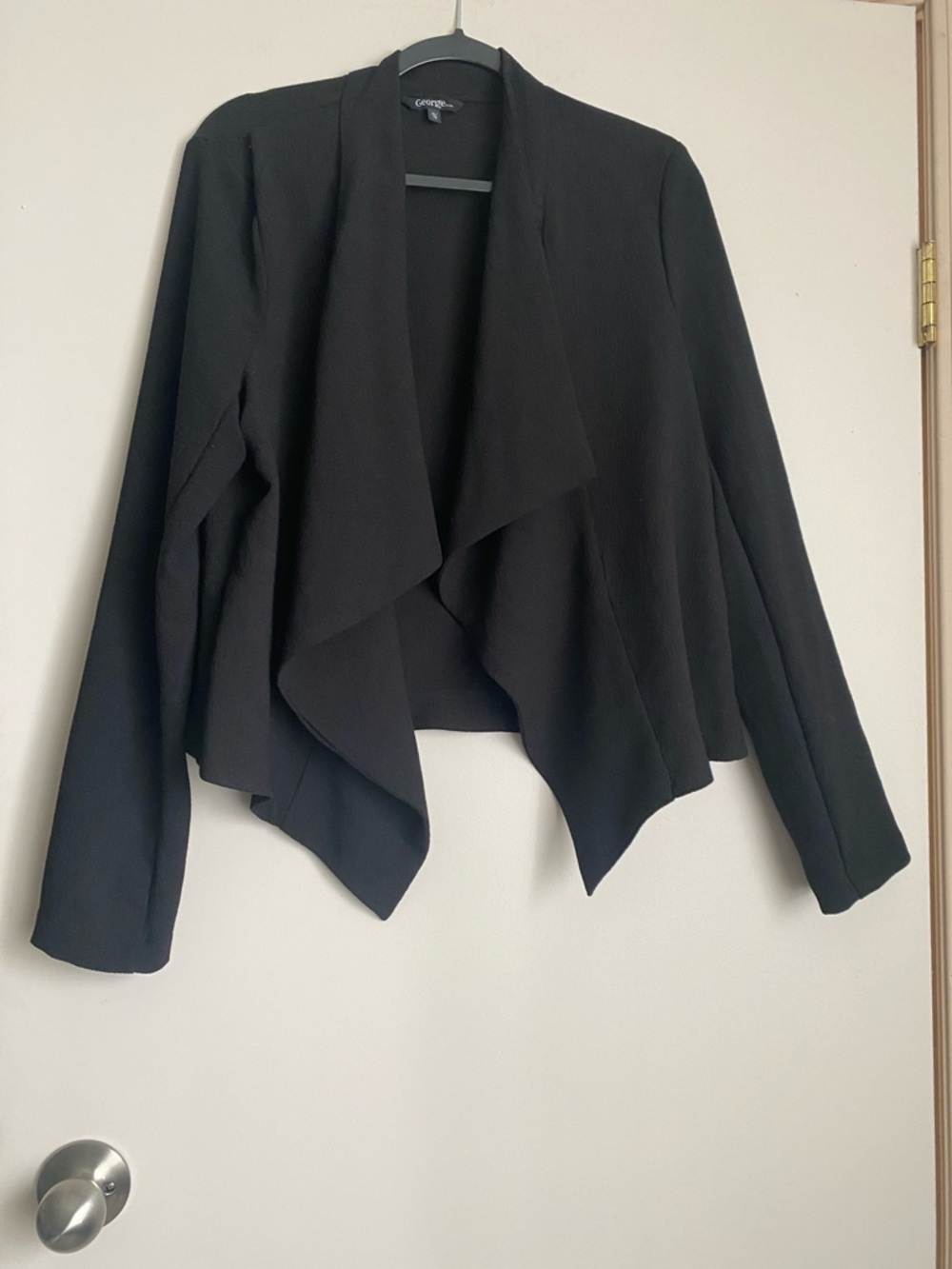 George Black Draped Waterfall Open-Front Jacket